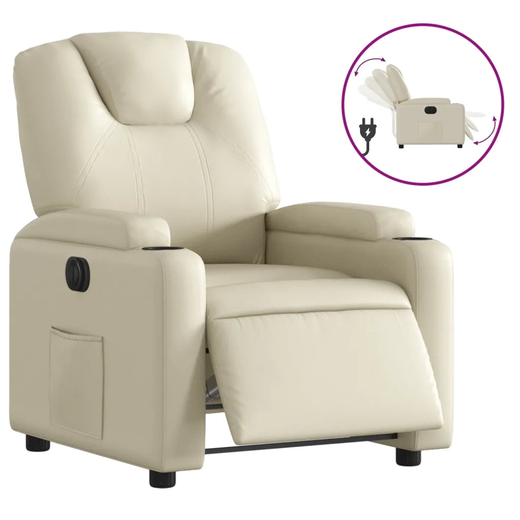 Divano Sedia-Poltrona Reclinabile Elettrica Crema in Similpelle 312765