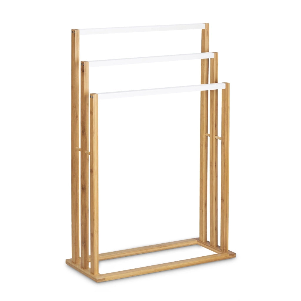 Portasciugamani in bambù appendiabiti accessori per il bagno 82 cm 3213023