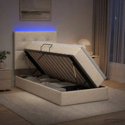 Letto con contenitore LED e materasso Crema 100 x 200 cm 3459928