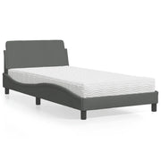 Letto con Materasso Dover Grigio Scuro 100x200 cm in Tessuto