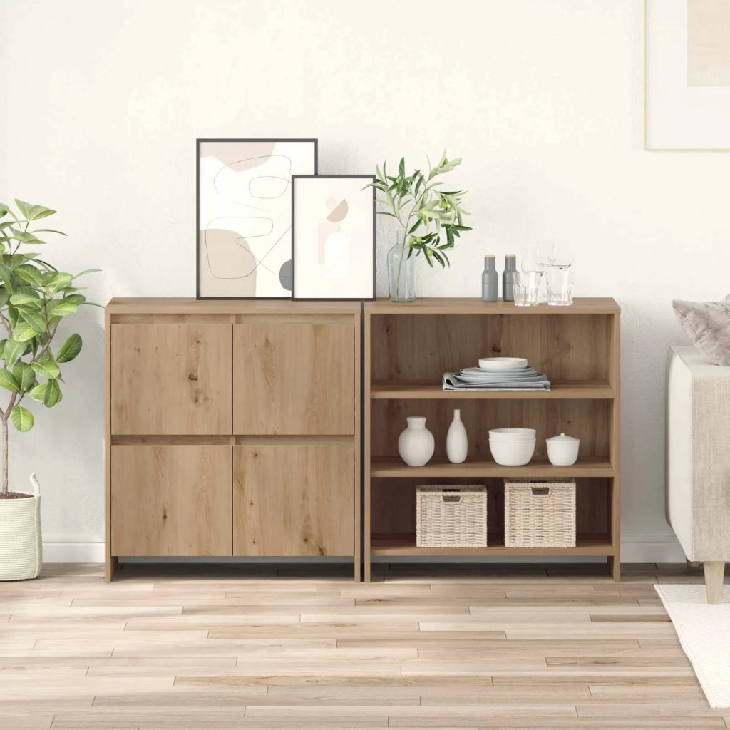 Credenza 2 pz | Madia | Buffet da pranzo | Armadio da pranzo Rovere artigianale 70 x 41 x 75 cm