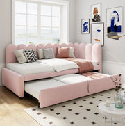 Divano letto multifunzione a L 90x200 cm con letto estraibile; in velluto rosa