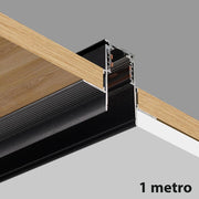 Binario elettrificato da incasso sistema magnetico colore nero lunghezza 1mt alimentazione 48V supporto per faretti LED track