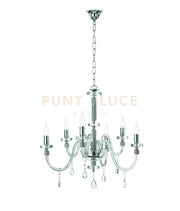 LAMPADARIO DIDO 6 LUCI CRISTALLO E CROMO ATTACCO E14 D.65CM