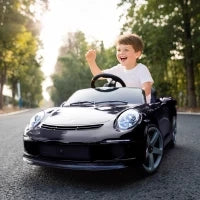 Macchina per Bambini 3-5 Anni con Licenza Ufficiale RUF GT, Telecomando, Cintura di Sicurezza e Musica, Nero