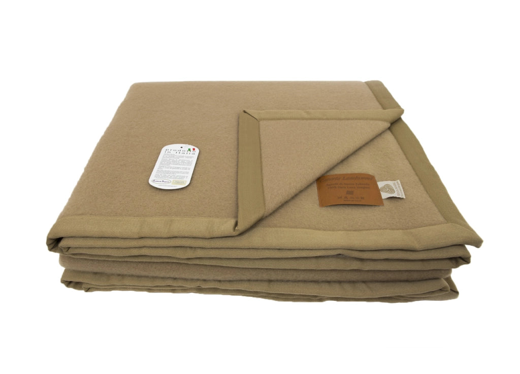 Coperta Invernale Modello Lambswool In 100% Pura Lana Vergine - 1 Piazza e Mezza - Cammello
