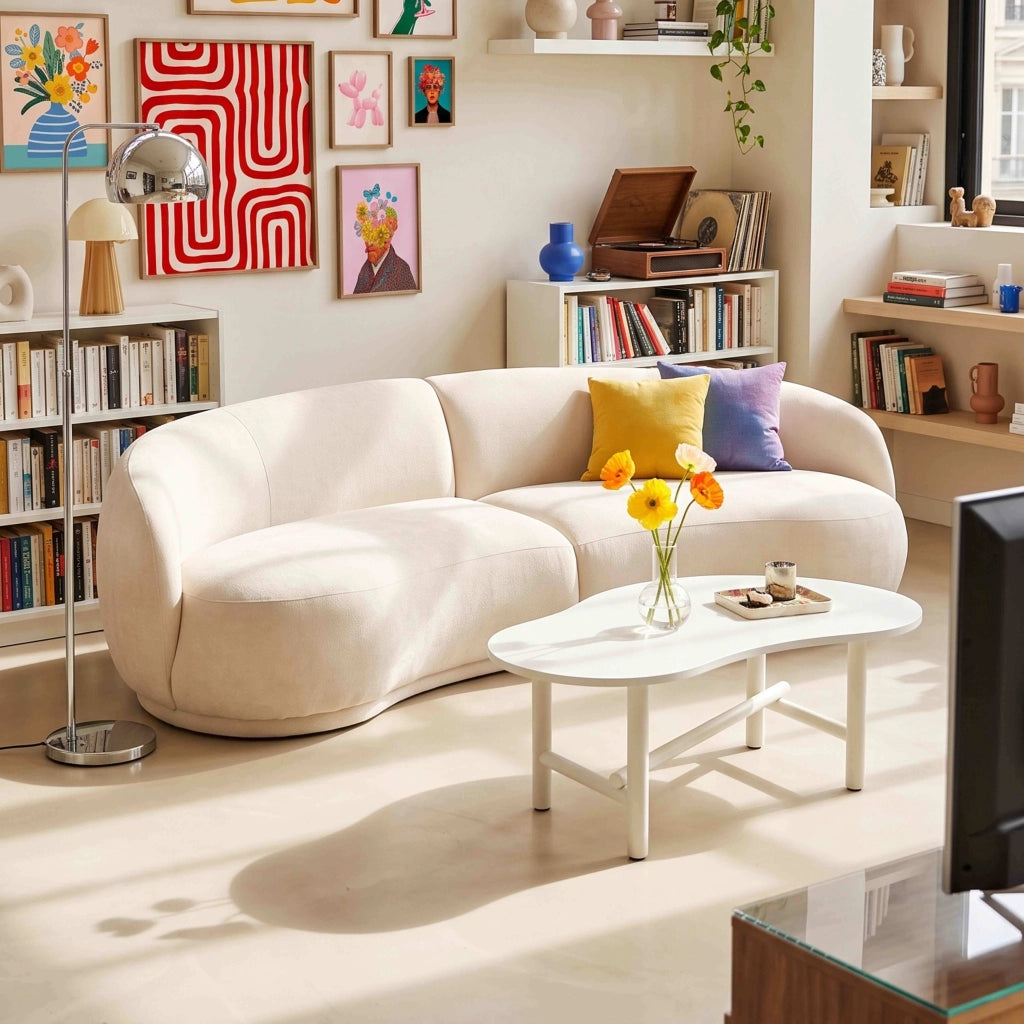 Divano in tessuto beige a 3 posti L 266 cm