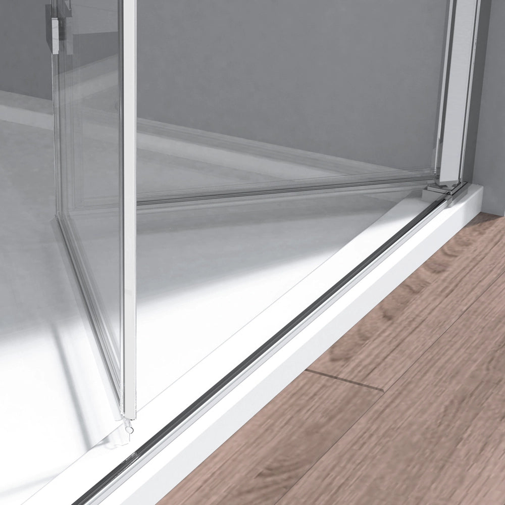 Box doccia angolare 70x100 in vetro temperato trasparente doppio soffietto con profili cromo Neos