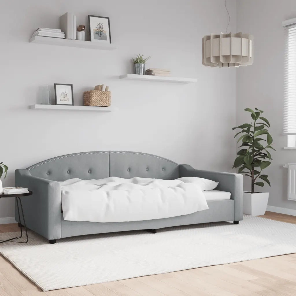 Letto da Giorno Grigio Chiaro 100x190 cm in Tessuto 354198