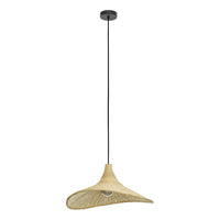 Lampadario A Sospensione Vintage Haxey Acciaio Nero Legno 1 Luce E27