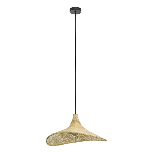 Lampadario A Sospensione Vintage Haxey Acciaio Nero Legno 1 Luce E27