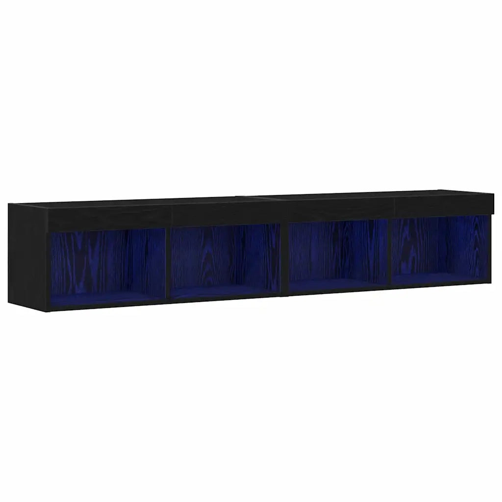 Set mobile TV con led 2 pz-Credenza per TV Rovere nero 80 x 30 x 30 cm