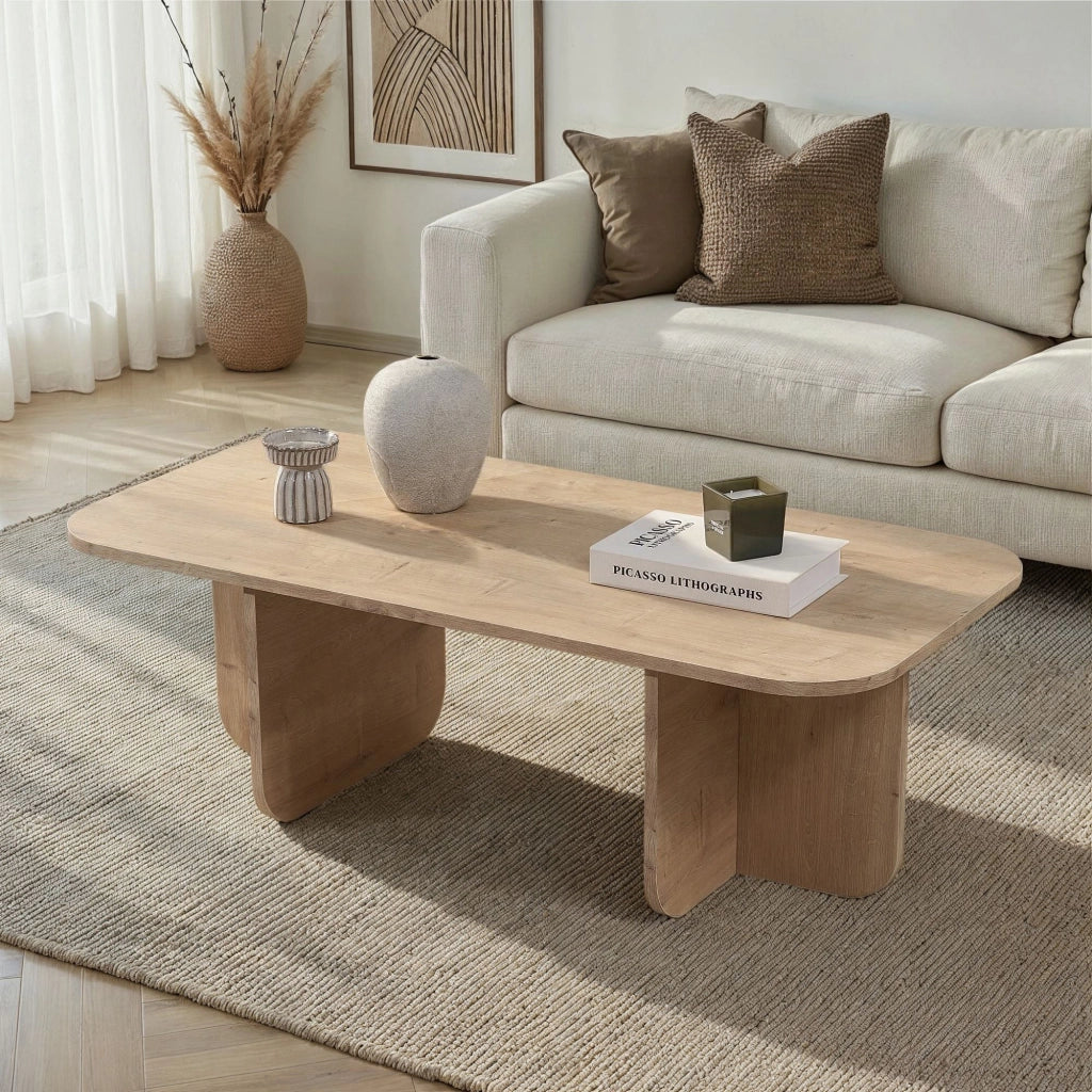 Nomeva, Tavolino da Salotto Forma Rettangolare, 120x60x41h cm Marrone Rovere Chiaro