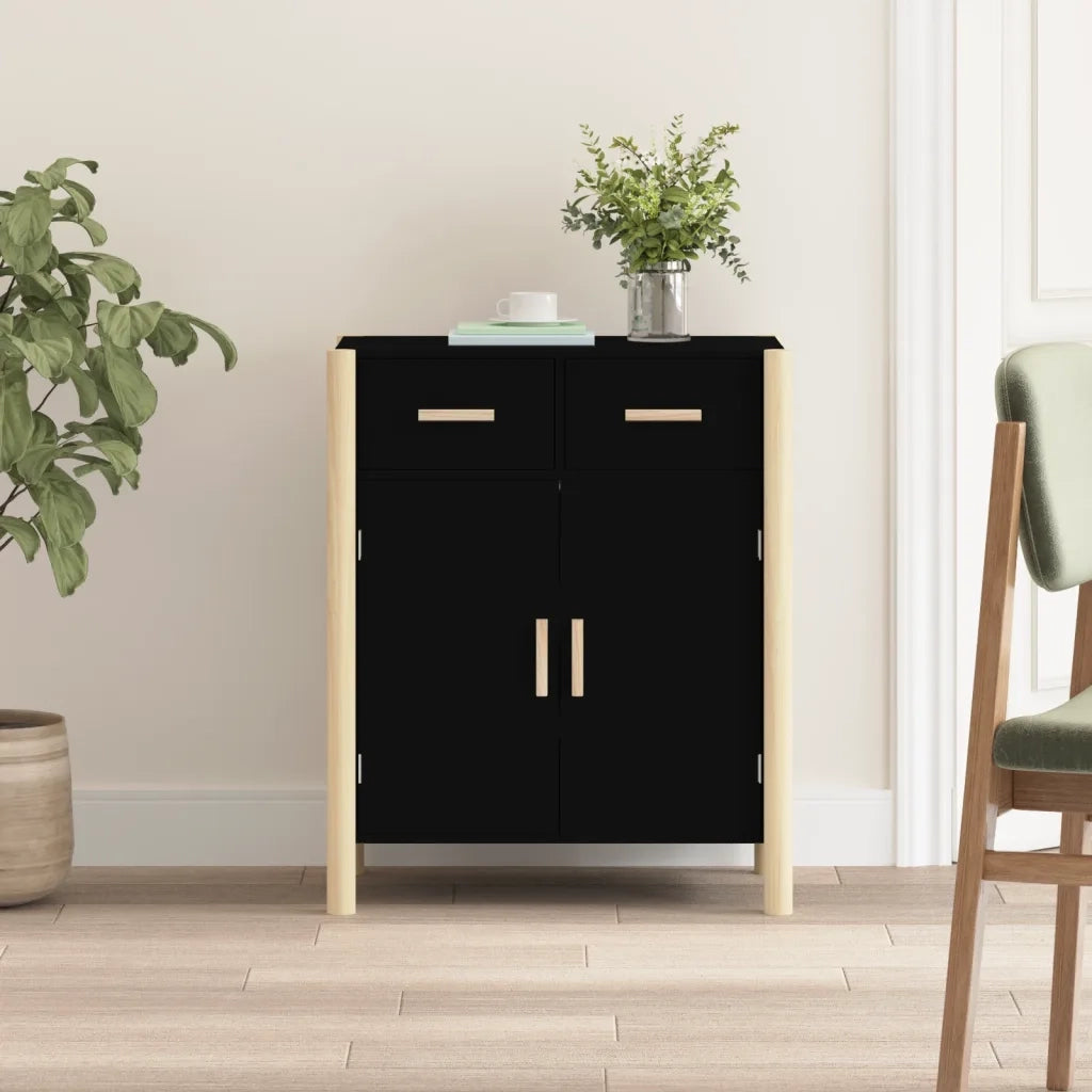 Credenza | Madia | Buffet da pranzo | Armadio da pranzo Nera 62x38x75 cm in Legno Multistrato