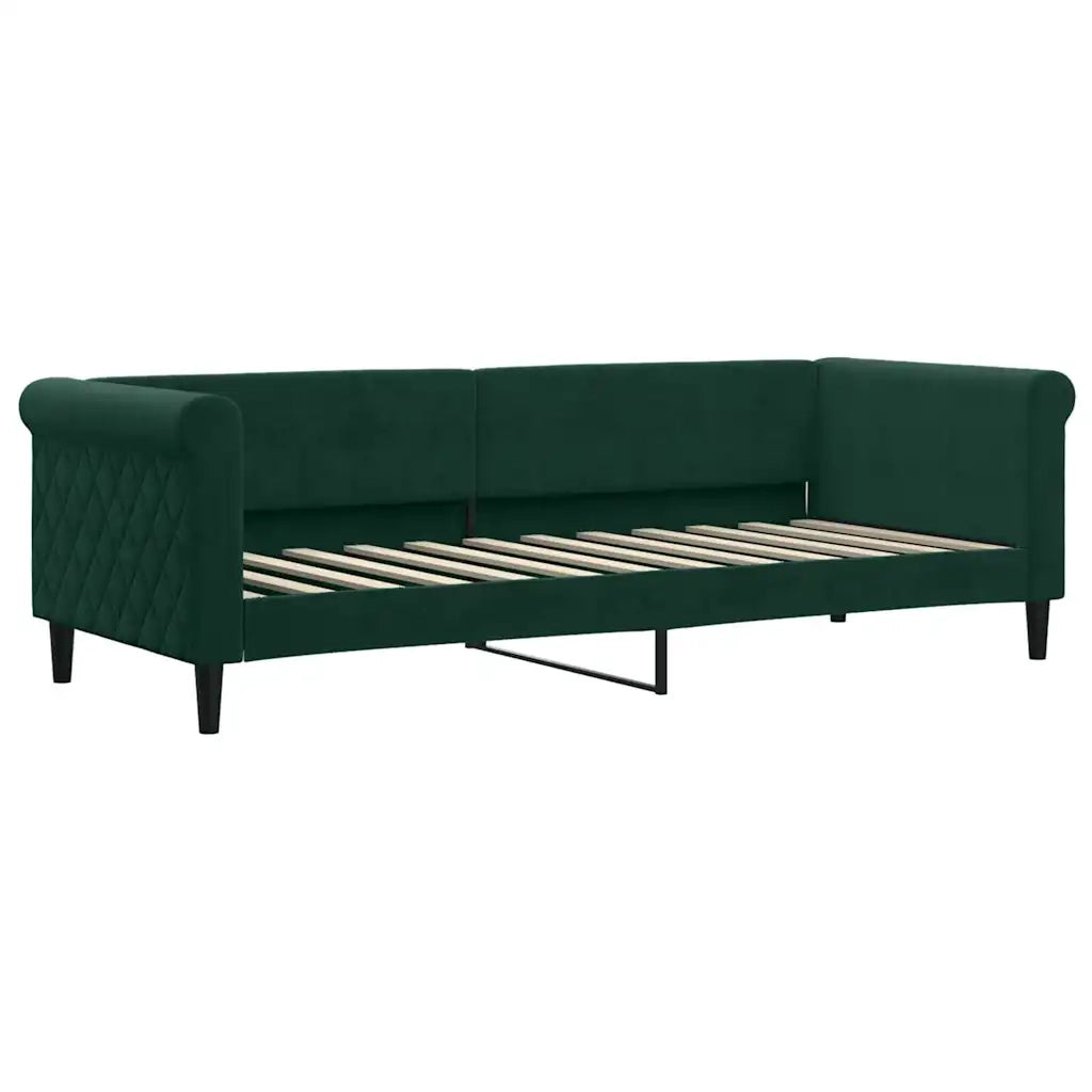 Divano Letto con Letto Estraibile Verde Scuro 80x200cm Velluto 3197766