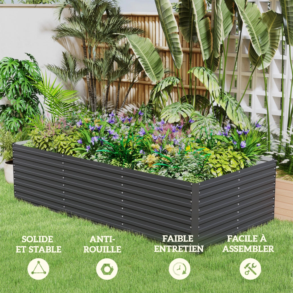 Fioriera Rialzata Rettangolare per Giardino ¨C Zephmum ¨C Grigio 240x120x60cm