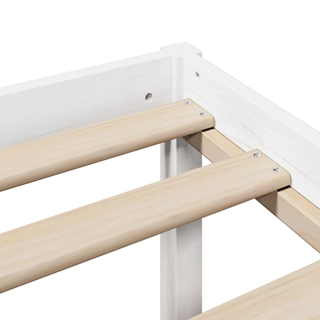 Letto Libreria senza Materasso-Struttura Letto con contenitore Bianco 140x190 cm Legno di Pino 362340
