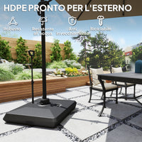 Base per Ombrellone a Sbalzo 95x95x117 cm Riempibile con Acqua o Sabbia in HDPE Nero