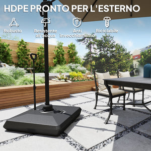 Base per Ombrellone a Sbalzo 95x95x117 cm Riempibile con Acqua o Sabbia in HDPE Nero