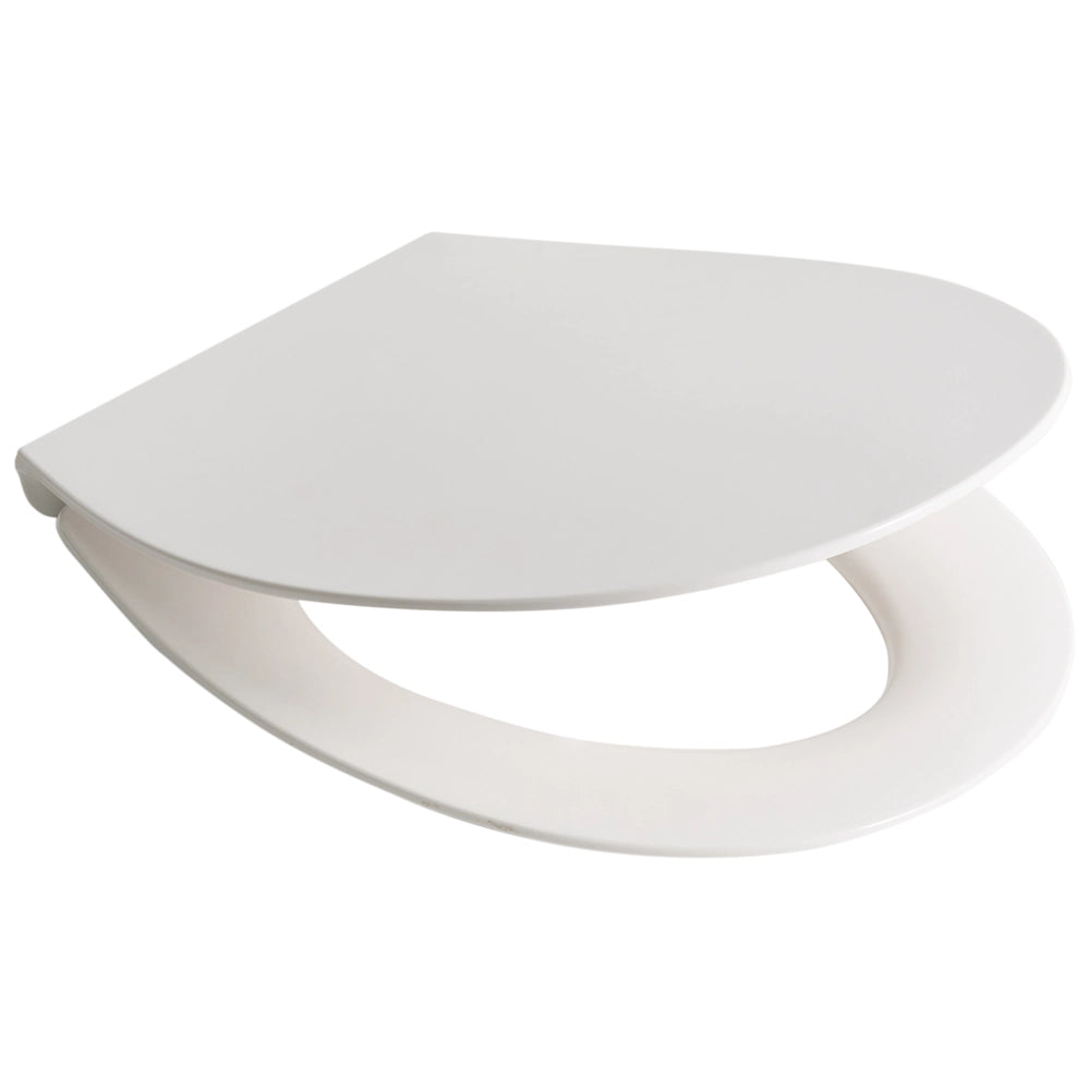 Sedile del wc Duroplast bianco 45 x 38 cm Distanza tra i fori 16 cm Chiusura morbida a sgancio rapido Stile moderno per il bagno