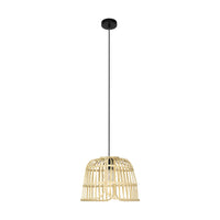 Lampadario A Sospensione Vintage Glyneath Acciaio Nero Legno 1 Luce E27