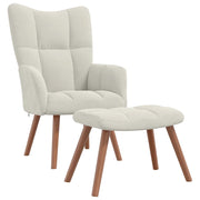 Poltrona Relax | Sedia Relax con Poggiapiedi Bianco Crema in Velluto