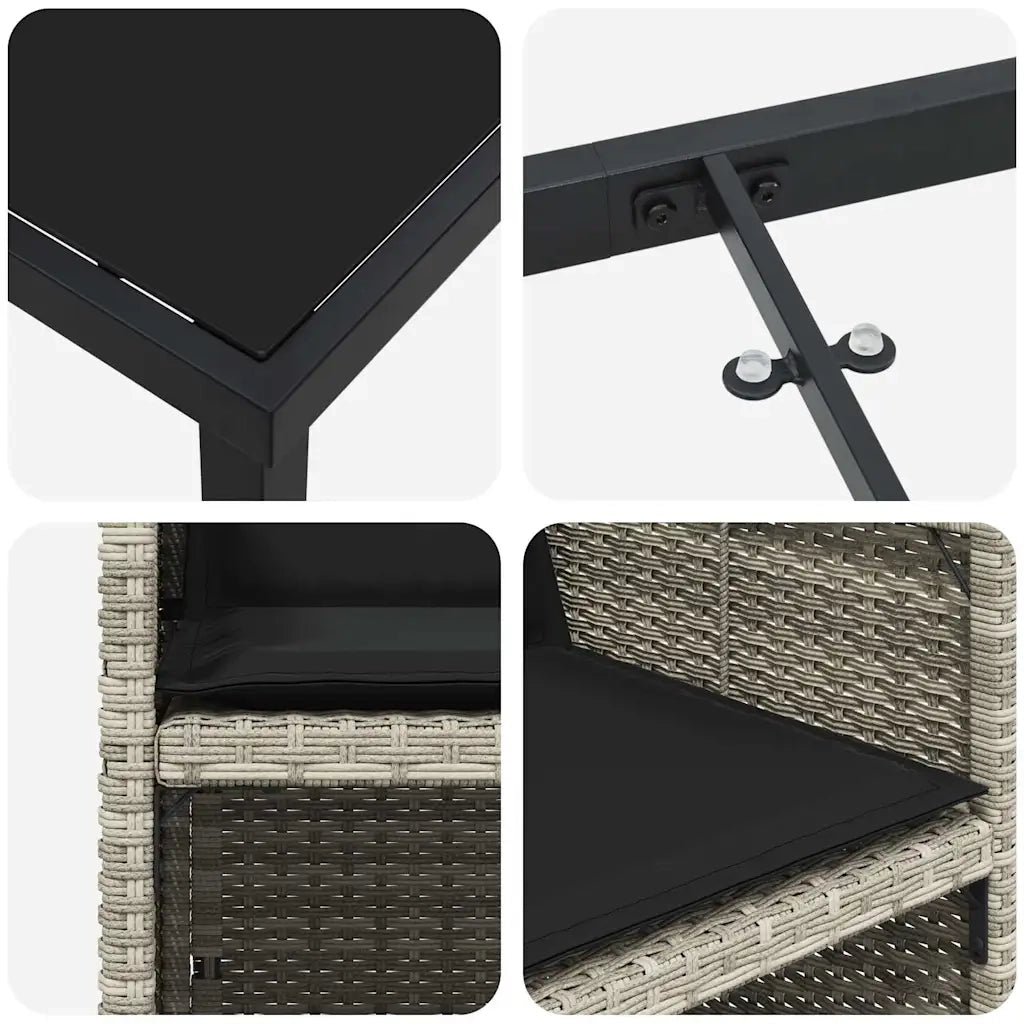 Set da Pranzo per Giardino 5 pcs Grigio chiaro polyrattan 3379960