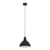 Lampadario A Sospensione Vintage Priddy Acciaio Nero Bianco 1 Luce E27