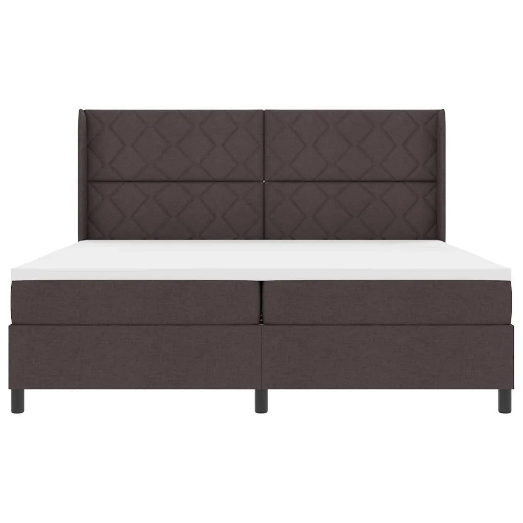 Letto a molle con materasso Marrone scuro 200 x 200 cm Tessuto