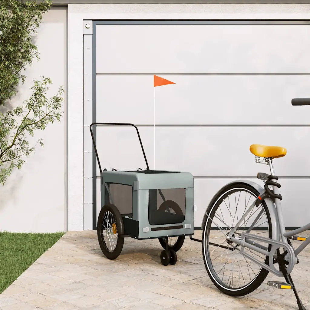 Rimorchio da Bici per Animali Grigio e Nero Oxford e Ferro CFW4261940