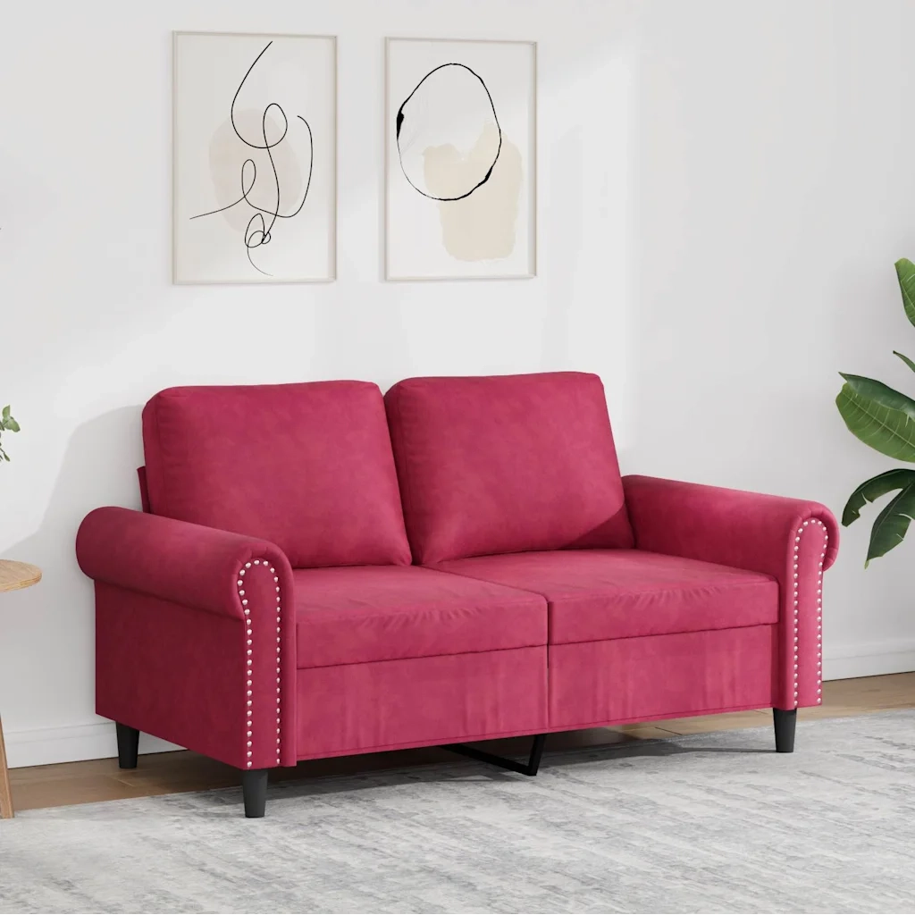 Divano a 2 Posti Rosso Vino 120 cm in Velluto 359523
