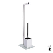 PIANTANA COLONNA ACCIAIO INOX PORTA SCOPINO BASE VETRO RETTANGOLARE- Acciaio Inox Vetro Bianco- SPIRE- pezzi 1