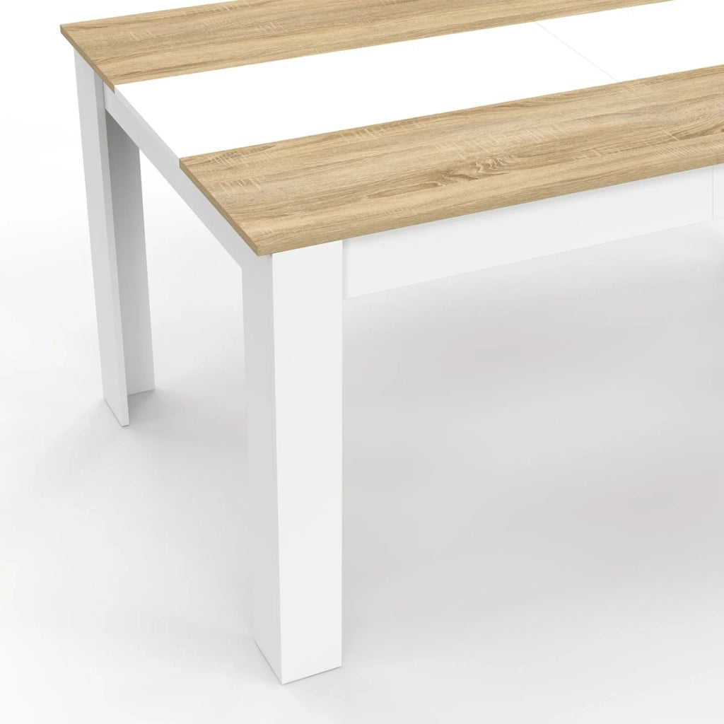 IDMarket - Tavolo da pranzo rettangolare GEORGIA per 8 persone in simil-faggio e bianco 160 x 80 cm