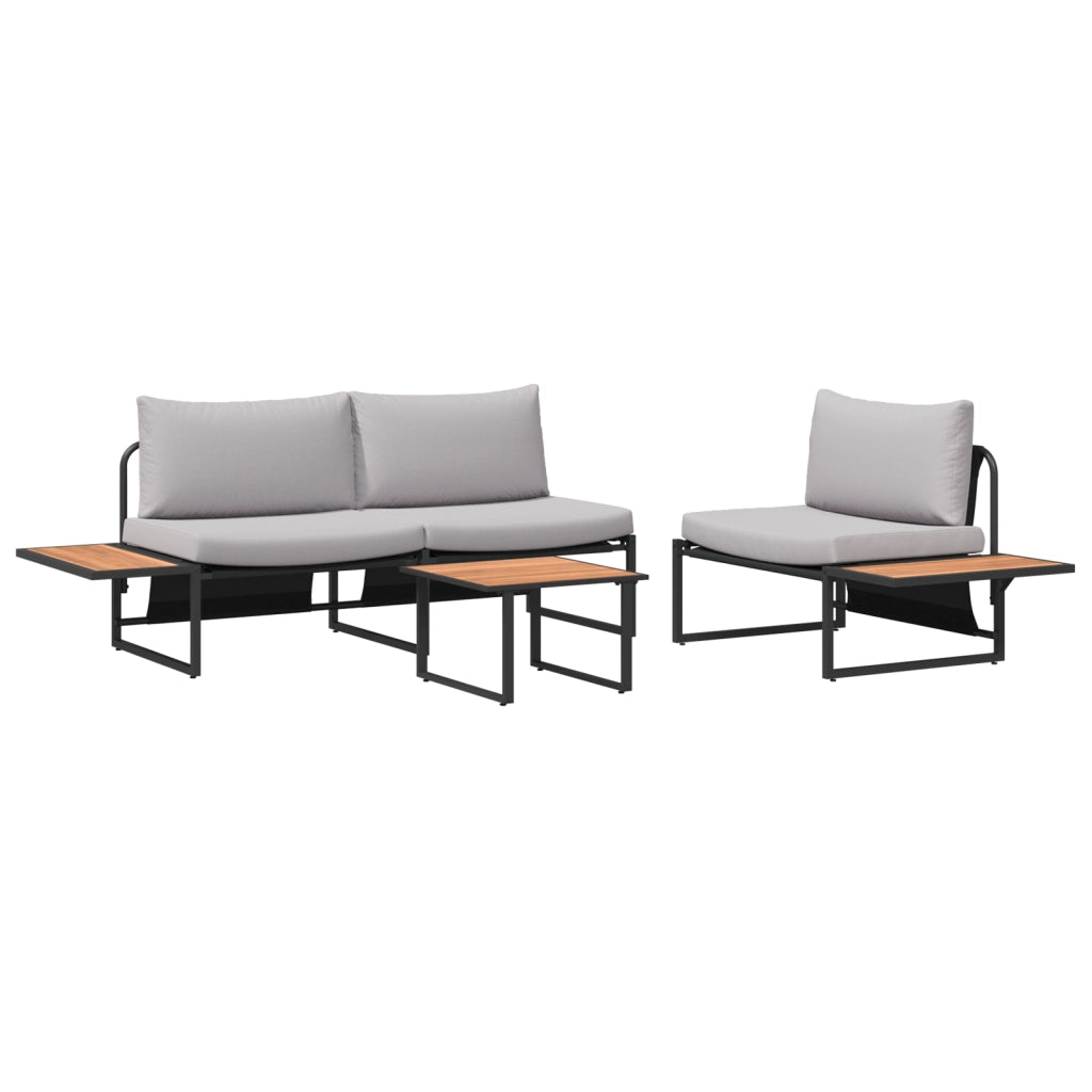 Set da giardino in 3 pezzi di  con cuscini grigio chiaro
