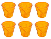 Set 6 Tazzine da Caffè Accartocciati Ø6,5 cm in Vetro Pressato Kaleidos Arancioni