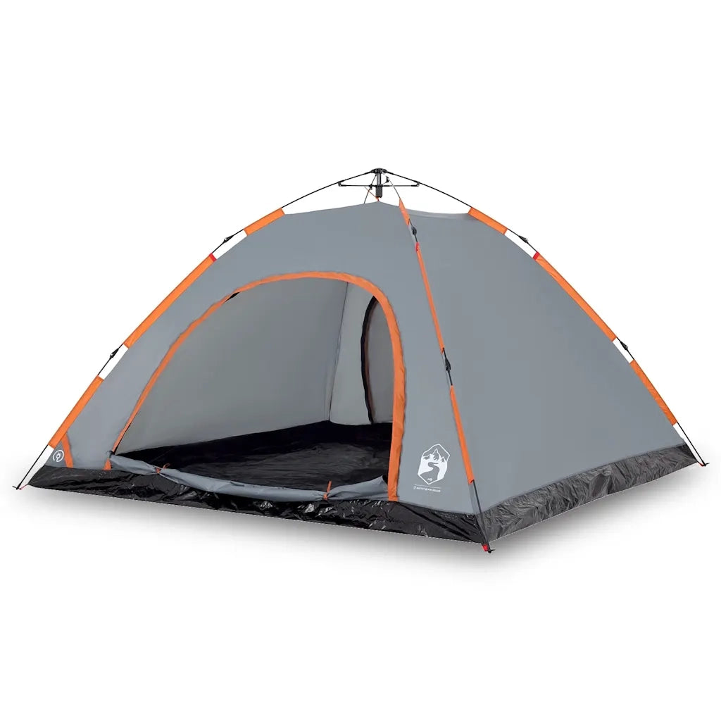 Tenda Campeggio 5 Persone-Tenda per Escursionismo Grigio e Arancione a Rilascio Rapido