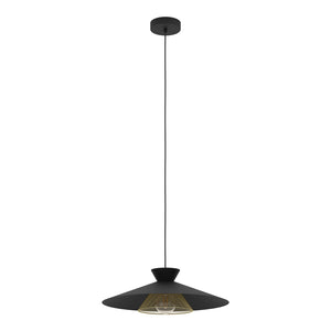 Lampadario A Sospensione Vintage Grizedale Acciaio Nero Ottone 1 Luce E27
