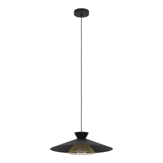 Lampadario A Sospensione Vintage Grizedale Acciaio Nero Ottone 1 Luce E27