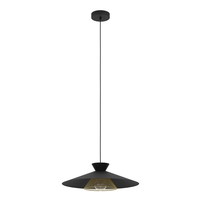 Lampadario A Sospensione Vintage Grizedale Acciaio Nero Ottone 1 Luce E27