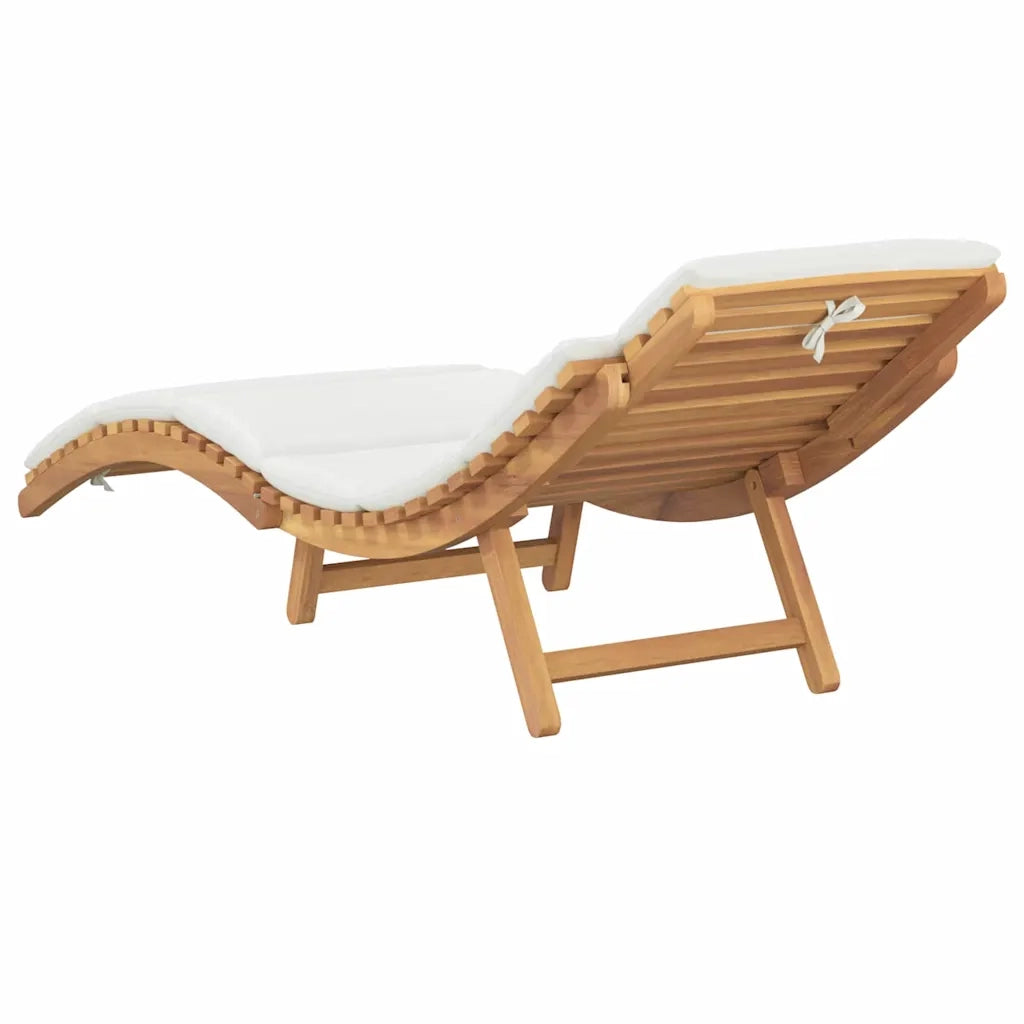 vidaXL Lettino da sole con cuscino Bianco crema 188 x 55 x 59 cm