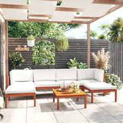 Set da Giardino 7 pz con Cuscini in Legno Crema, Acacia e Corda 3057897