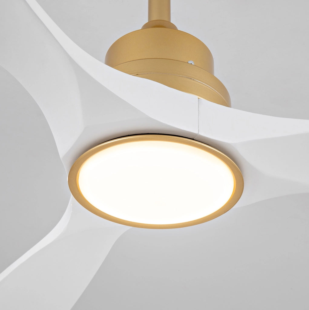 VENTILATORE DA SOFFITTO 132 cm con LED dimmerabile Oro e Bianco