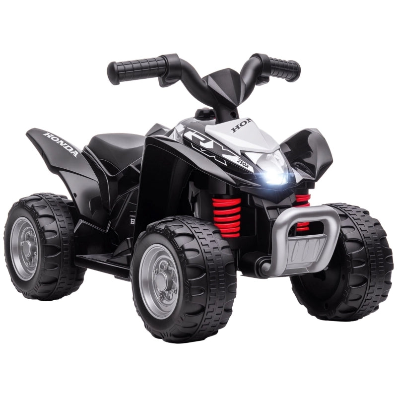 Quad elettrico per bambini, velocit¨¤ massima 2,8 km/h, fari a LED, per bambini da 1,5 a 3 anni, colore nero, dimensioni: 65,5 x 38,5 x 43,5 cm.
