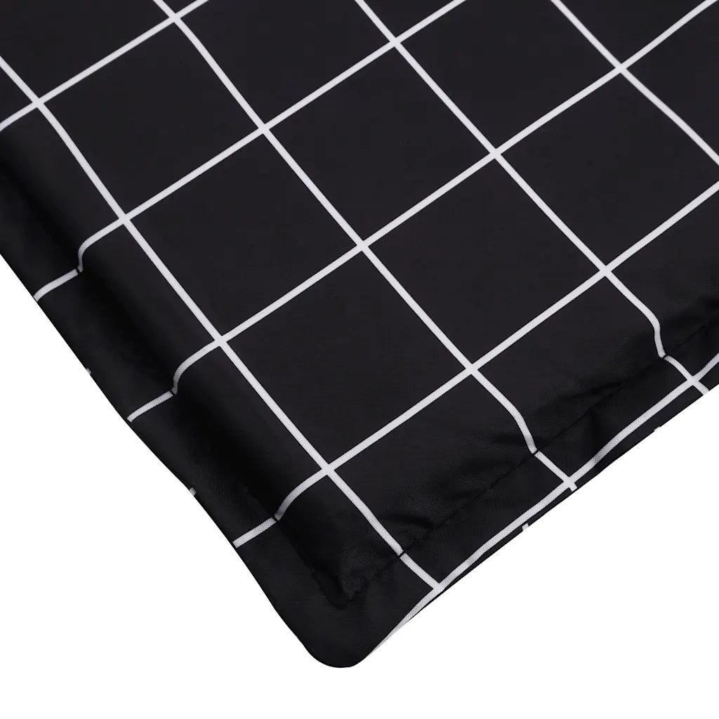 Cuscino per Sedia Sdraio Motivo a Quadri Nero in Tessuto Oxford 361378
