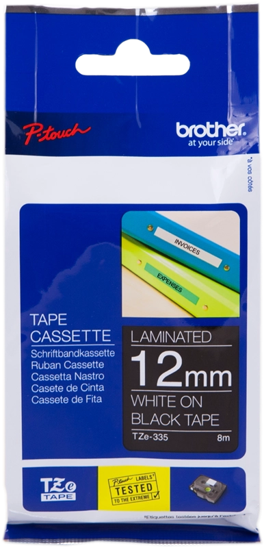 Brother TZE-335 nastro per etichettatrice Bianco su nero TZ