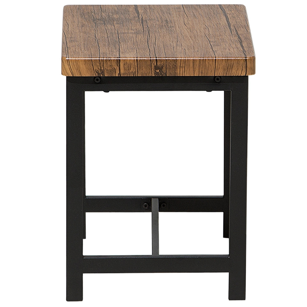 Set da pranzo in legno scuro piano rettangolare 120 x 75 cm struttura in metallo Nero 4 posti con sgabelli