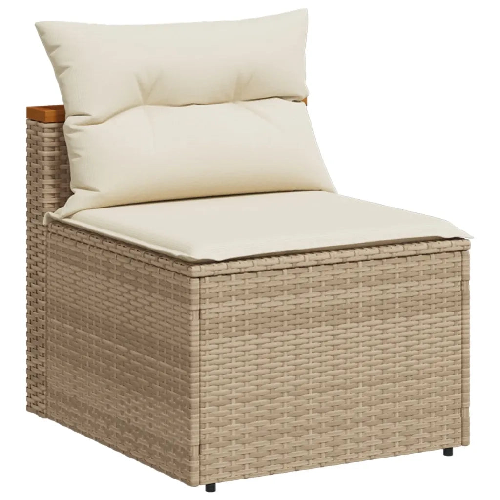 Set Divano da Giardino 5 pz con Cuscini Beige Polyrattan Acacia 3213539