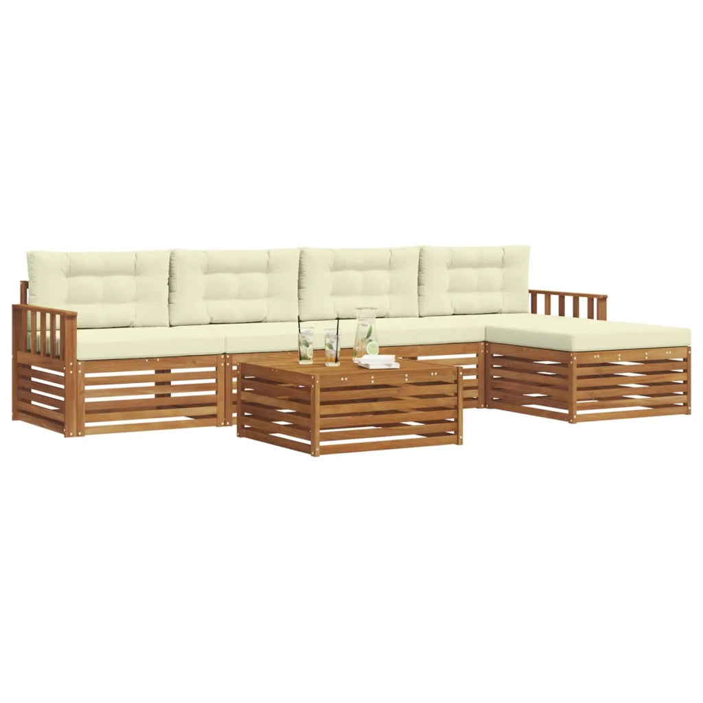 Set di divani da esterno con cuscino 6 pcs Naturale e Crema 3373330