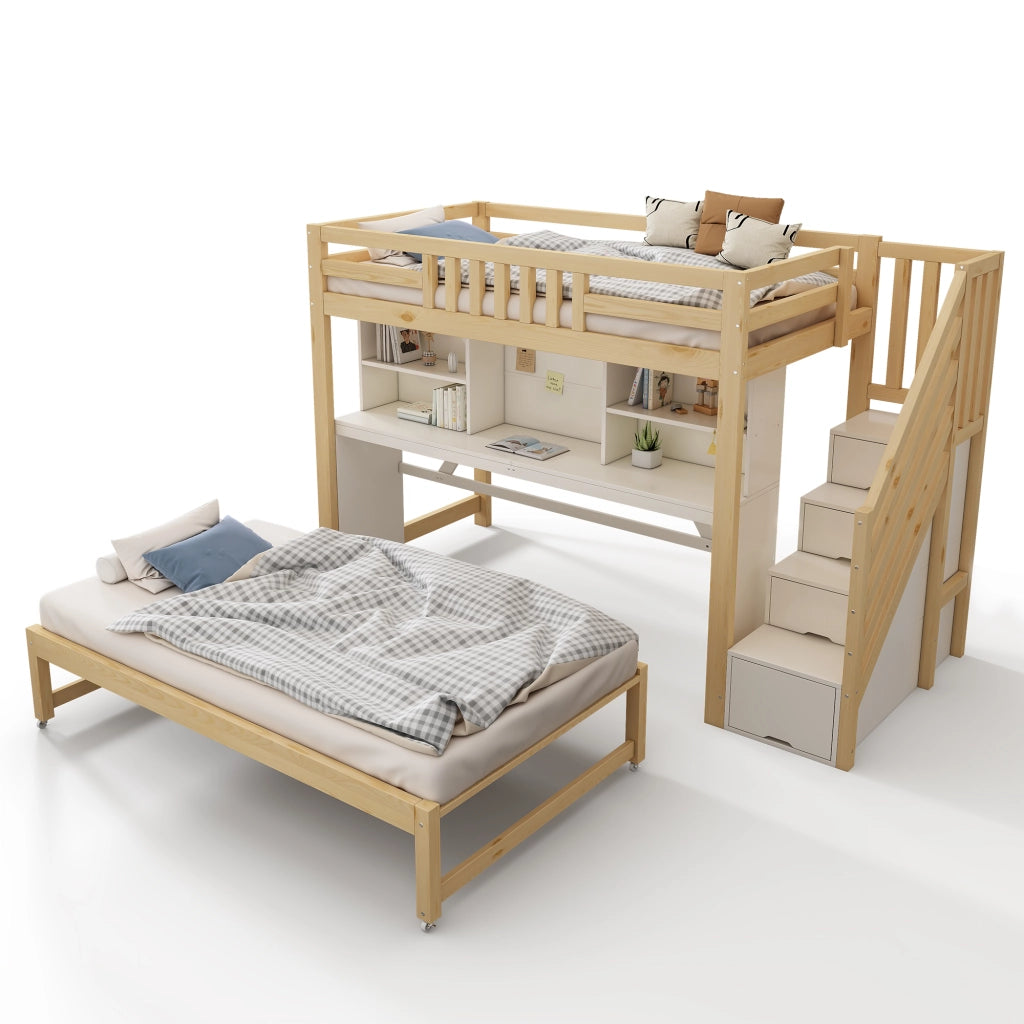letto a castello in legno bianco e rovere 97 x 254 cm
