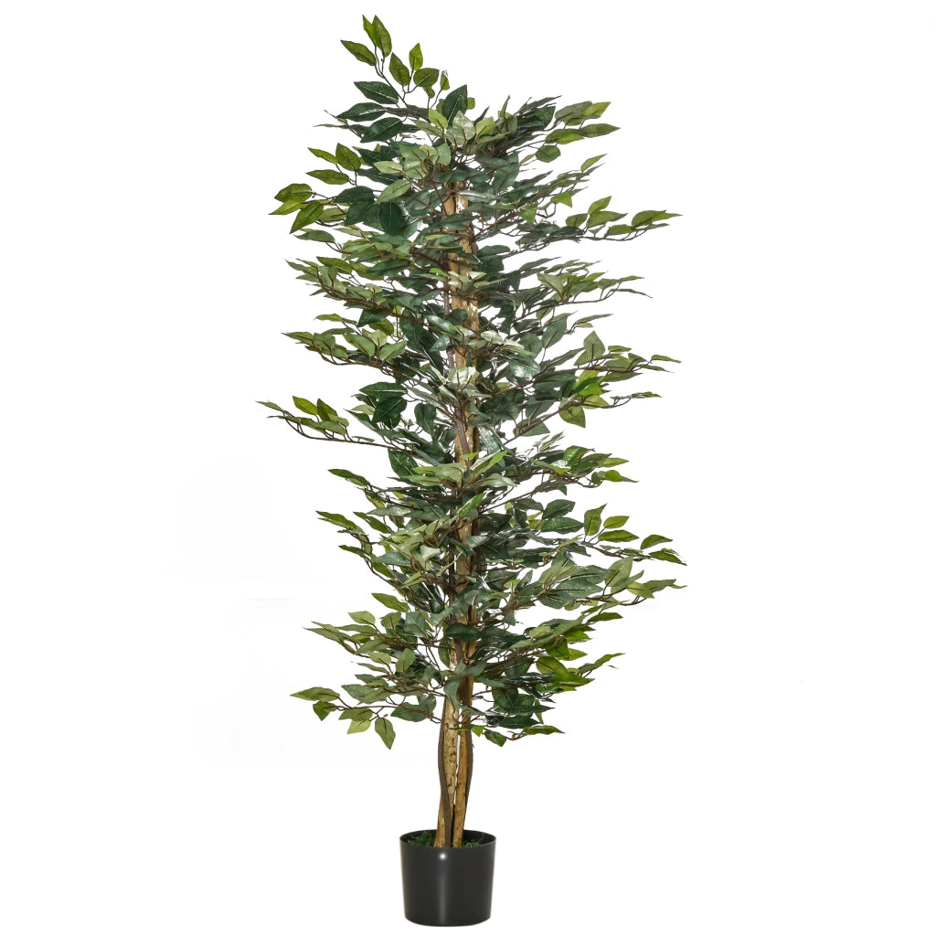 Pianta Finta di Ficus Alta 150cm, Decorazione per Interno ed Esterno con Vaso Incluso